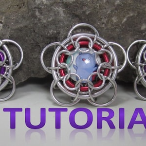 Tutorial Chainmaille - Chained Daisy© - A Looner Creations Tutorial de pingente de cabochão capturado Chainmaille - instruções para fazer joias