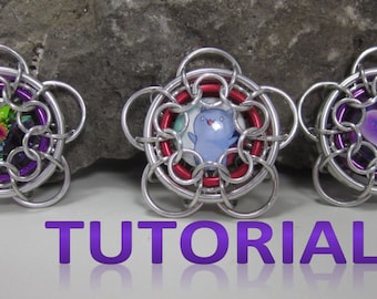 Chainmaille Tutorial - Chained Daisy© - Een Looner Creations Chainmaille Captured Cabochon Hanger Tutorial - sieraden maken instructies