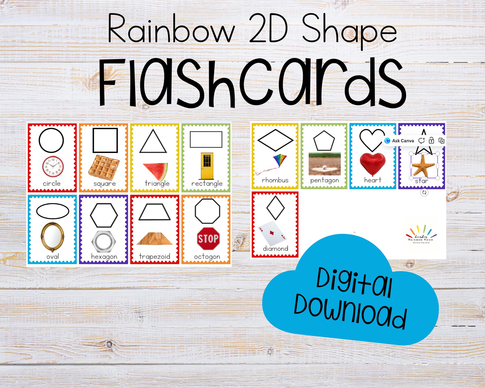 2D Shape Flashcards for Kids | Printable Geometry Shapes | Digital ...