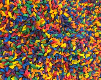 Rainbow Sensory Rice for Tactile Play: Educational Montessori Toy, Preschool & Homeschool Activity