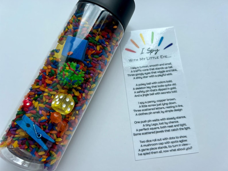 Rainbow Rice I Spy Sensory Tube – Toddler Travel Toy With Hidden ...