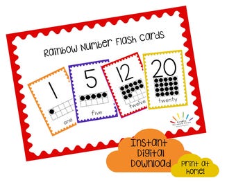 Number Flashcards | Printable 0-20 Cards | Preschool Math Learning | Counting Flashcards | Digital Download | Montessori Printable
