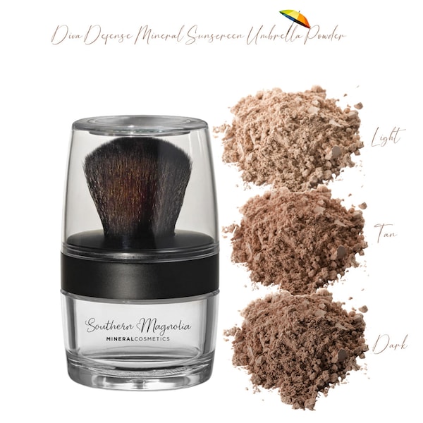 Brush-On Mineral Sunscreen Umbrella Powder | SPF 25 | Chemical free | Diva Defense