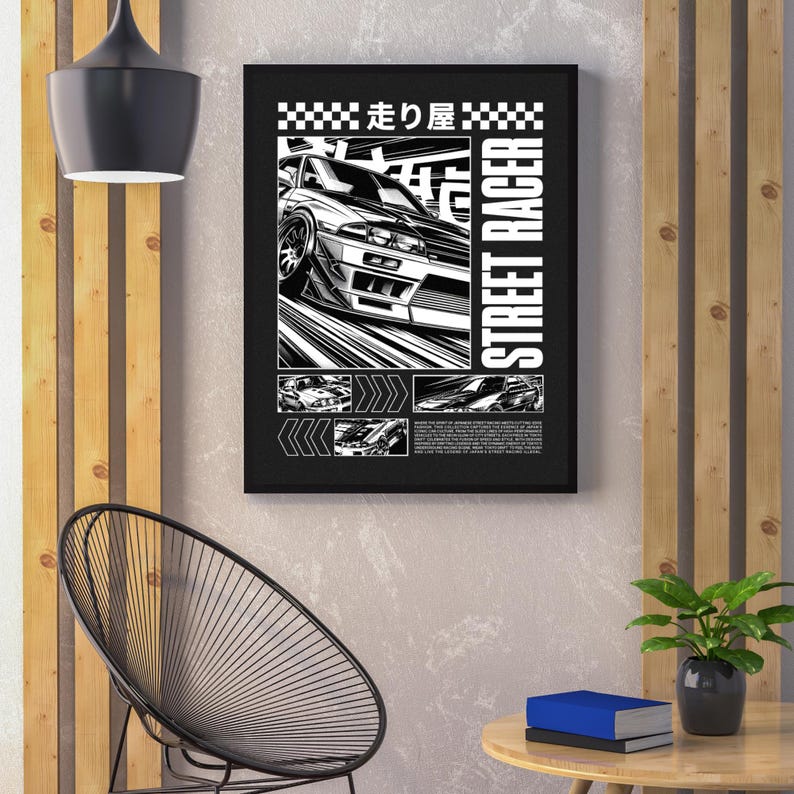 Japanese Street Racing - Wall Art - Retro Car Artwork for Garage Decor ...
