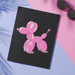 Pink Balloon Dog Wall Art, Preppy Teen Room Decor, Trendy Dorm Poster, A4, A3
