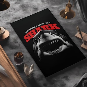 Shark Wall Art | Swimming with the Sharks A4 Print | Ocean Decor, Marine Life Art, Nautical Home Decor
