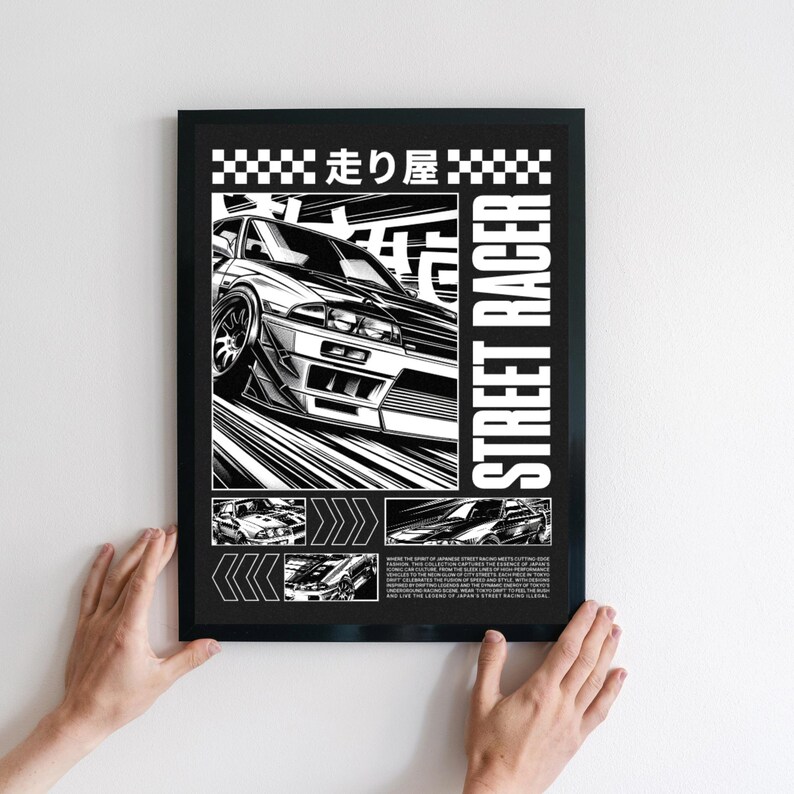 Japanese Street Racing - Wall Art - Retro Car Artwork for Garage Decor ...