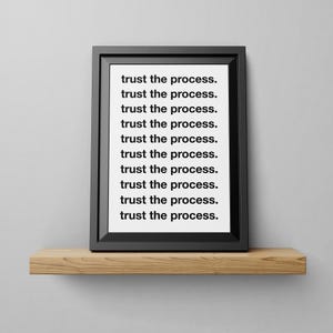 Trust The Process Wall Art Print, Minimalist Typography Poster, Black White Office Decor