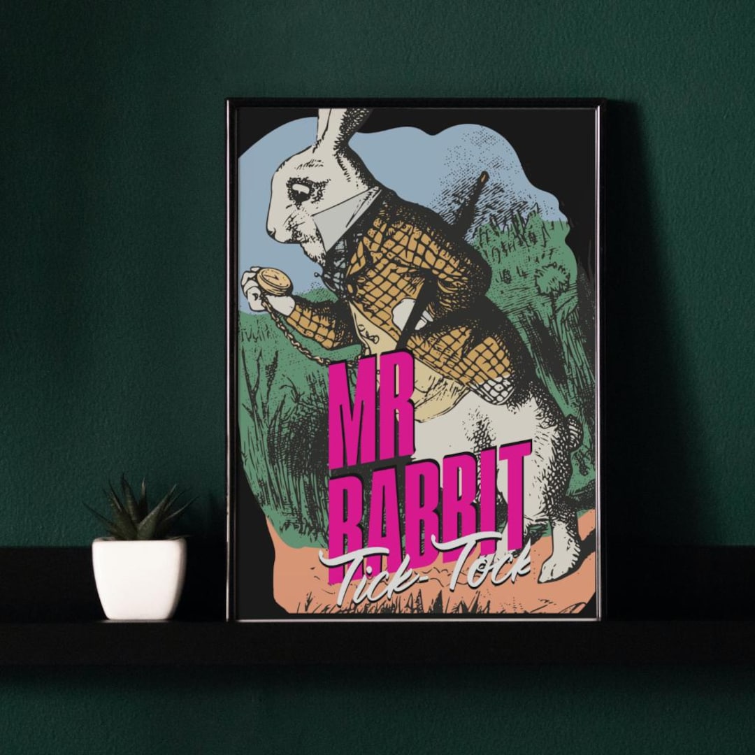 Alice in Wonderland Art Print: Mr. Rabbit, Tick Tock - Kids Room Decor ...