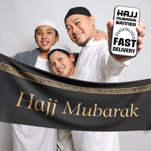 Hajj Mubarak Banner Personalised | Custom Gift for Eid Decoration | Unique Islamic Present | Celebrate Hajj 2024 | Handmade Party Decor