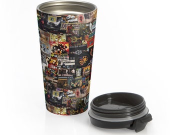 90s Hip Hop Album Covers Pattern Stainless Steel Travel Mug