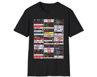 Classic Hair Metal - Heavy Metal Tapes stack painting (1463) on a Unisex Softstyle T-Shirt