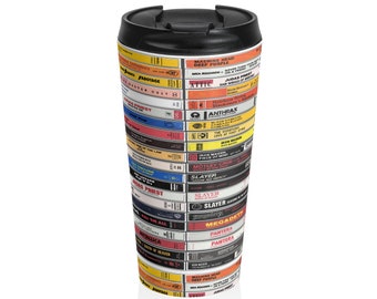 Classic Heavy Metal Hard Rock Tapes drawing Stainless Steel Travel Mug