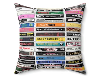 Classic Hardcore / Punk Rock Tapes stack painting (v2) Spun Polyester Square Pillow