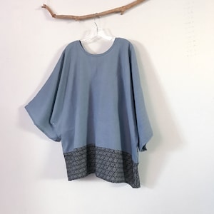 Ready Wear Oversize Icy Blue Heavy Linen Top With Indigo Star - Etsy