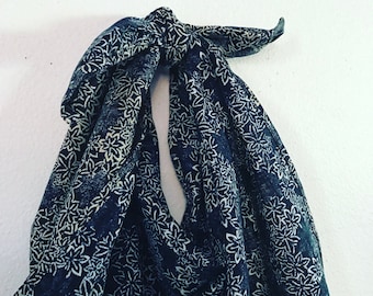 große umweltfreundliche indigo japanische Motiv Baumwolle Furoshiki Wrap oder Schal