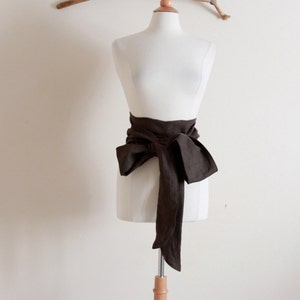 made to order solid color  linen slim obi