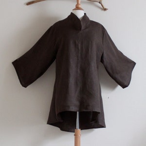 custom heavy weight linen asian long length blouse image 4