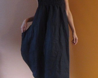 vestido de tulipán de lino shirred personalizado