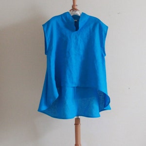 custom sleeveless linen simplicity wavy top
