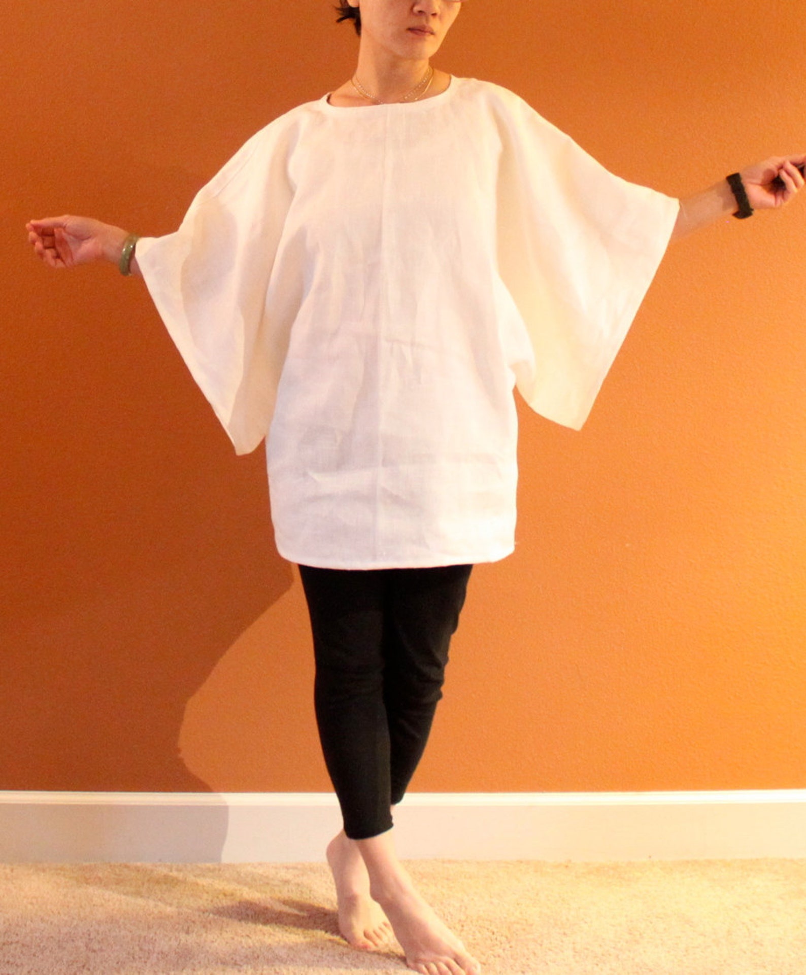 Oversize Heavy Linen Wide Kimono Sleeve Top Made to Fit Etsy