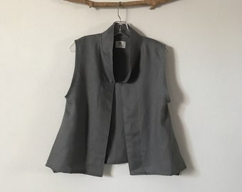 minimalist  linen vest lagenlook made to order