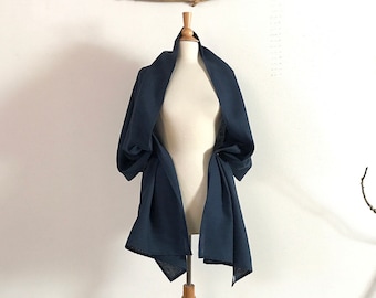 ready to wear midnight blue linen wrap shawl ready to ship listing