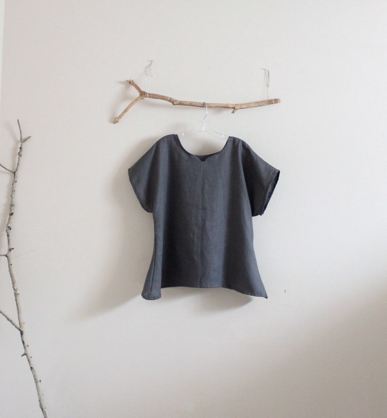 Arty Neckline Linen Top Size Made to Order - Etsy
