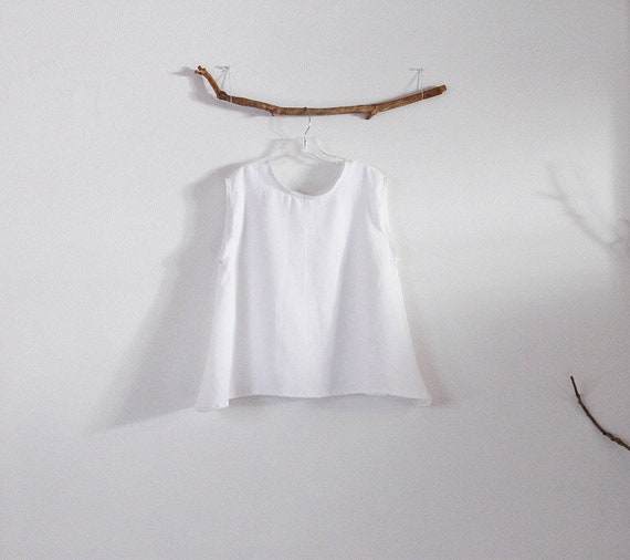 Ready to Wear Size L Simple Wavy White Linen Top | Etsy