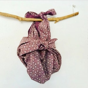light purple shippou motif cotton large furoshiki wrap or short scarf ready to wear