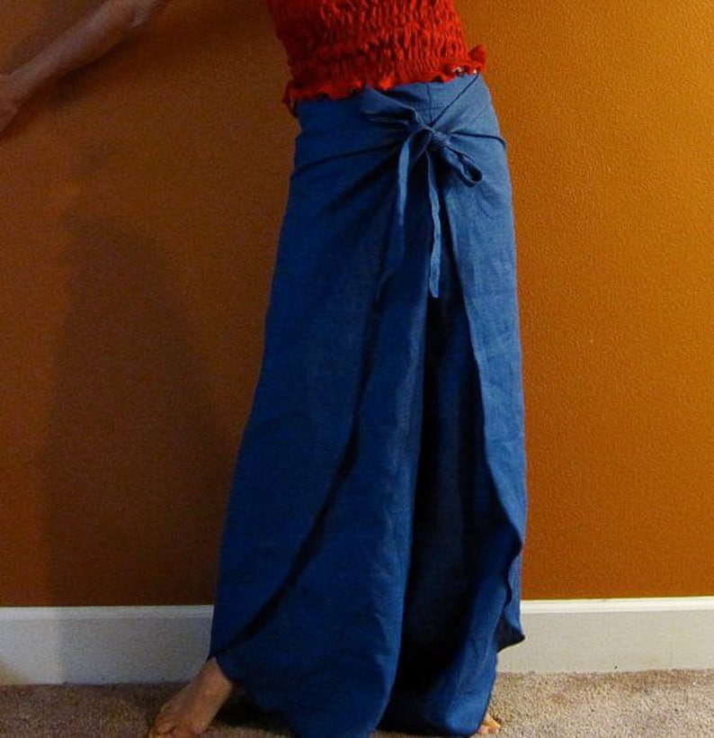 Linen Butterfly Flare Wrap Around Pants Custom Listing - Etsy