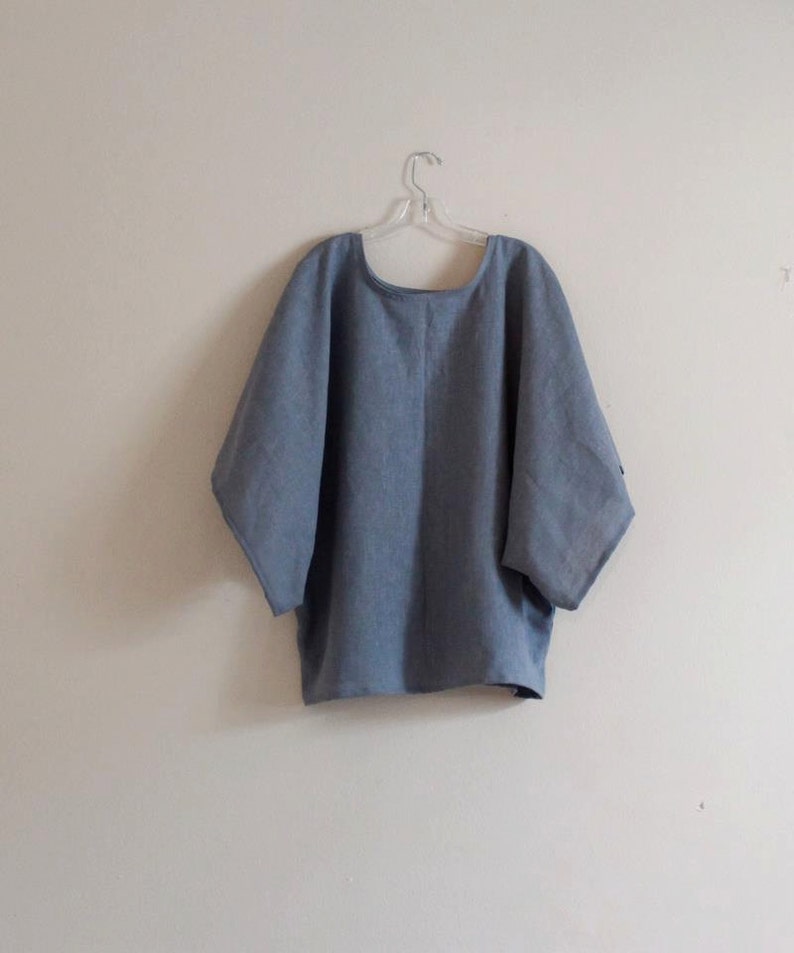 Over size rustic heavy linen wide kimono sleeve top / | Etsy
