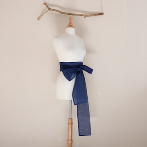 eco chic navy sheer cotton obi MADE TO ORDER