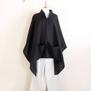 Free Size Heavy Linen Swallow Poncho Coat Made to Order - Etsy