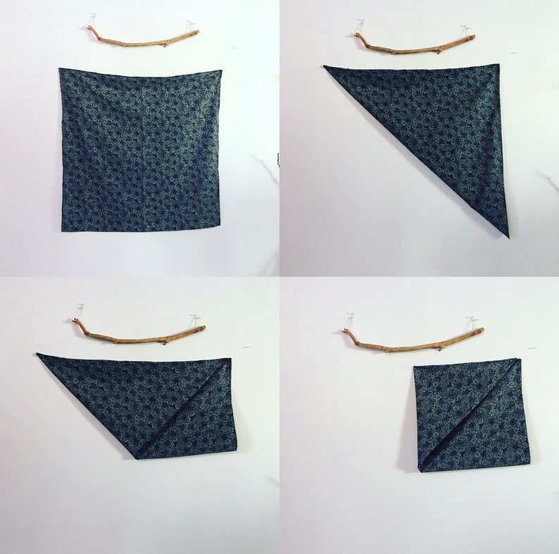 large eco friendly indigo Japanese motif cotton furoshiki wrap or scarf image 8