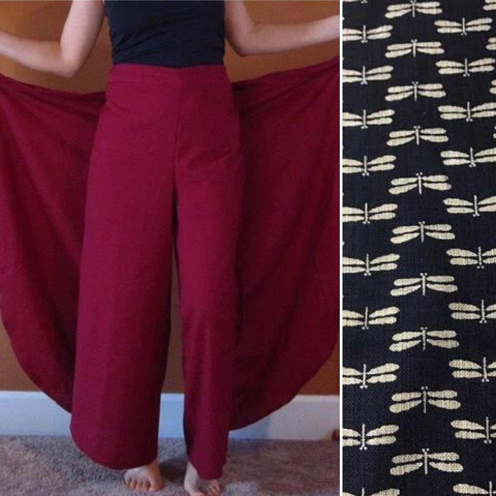 Cotton wrap around pants fit waist 36 and under / made Etsy