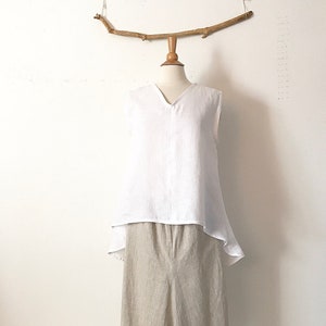 custom V-neck sleeveless linen simplicity wavy top image 6