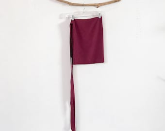 Burgundy cotton mini  wrap skirt ready to wear