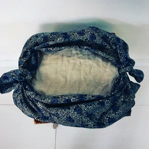 large eco friendly indigo Japanese motif cotton furoshiki wrap or scarf image 5