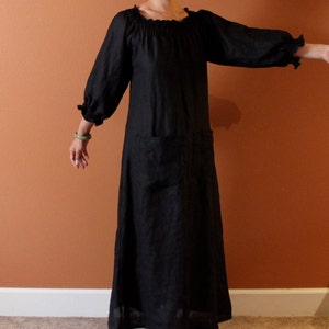 custom shirred linen dress image 2