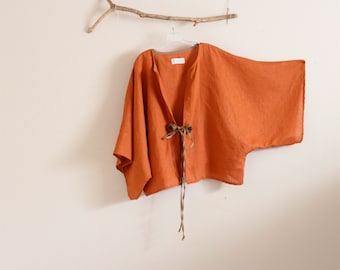 custom linen wide kimono sleeve jacket