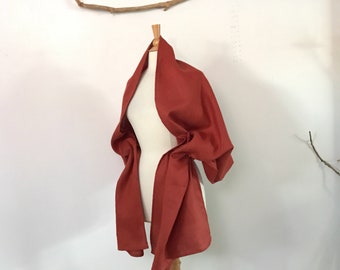 ready to wear deep orange linen wrap shawl scarf