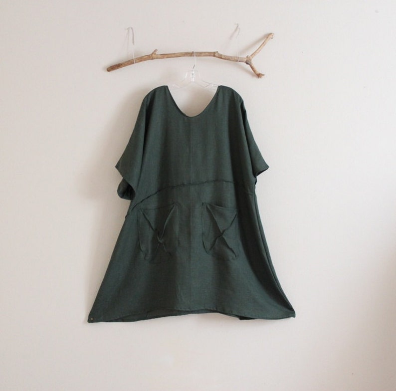handmade to measure running with lines eco linen slip dress image 1