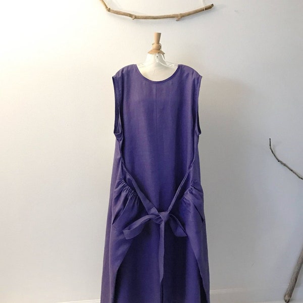 Plus size  light purple linen flutter dress  XXXL - ready to wear