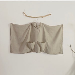 Custom Hooded Heavy Linen Swallow Poncho Coat With Big Pockets - Etsy