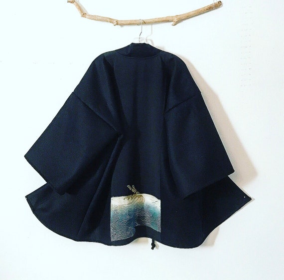 Collectable Black Melton Wool Haori Inspired Jacket With Golf - Etsy