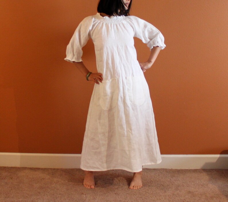 custom shirred linen dress image 1