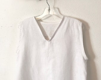 custom V-neck sleeveless linen simplicity wavy top