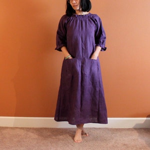 custom shirred linen dress image 3