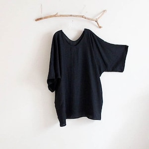 plus size straight shape linen tunic with pockets